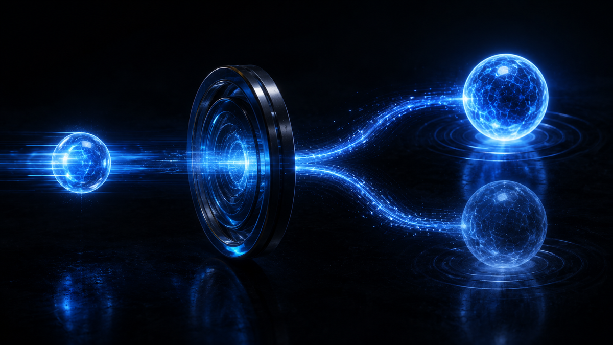 A single glowing action splitting into two identical ghosted copies as it passes through a retry, one labeled intended and the other an unintended duplicate