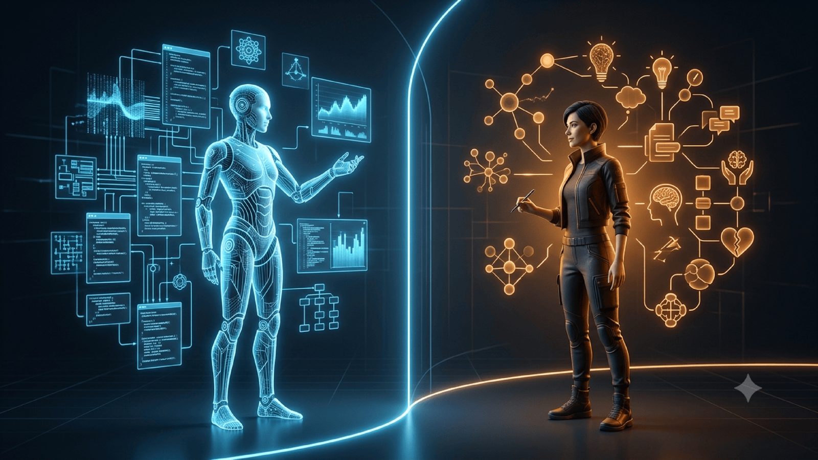 A clear line drawn between agent tasks and human tasks on a shared board
