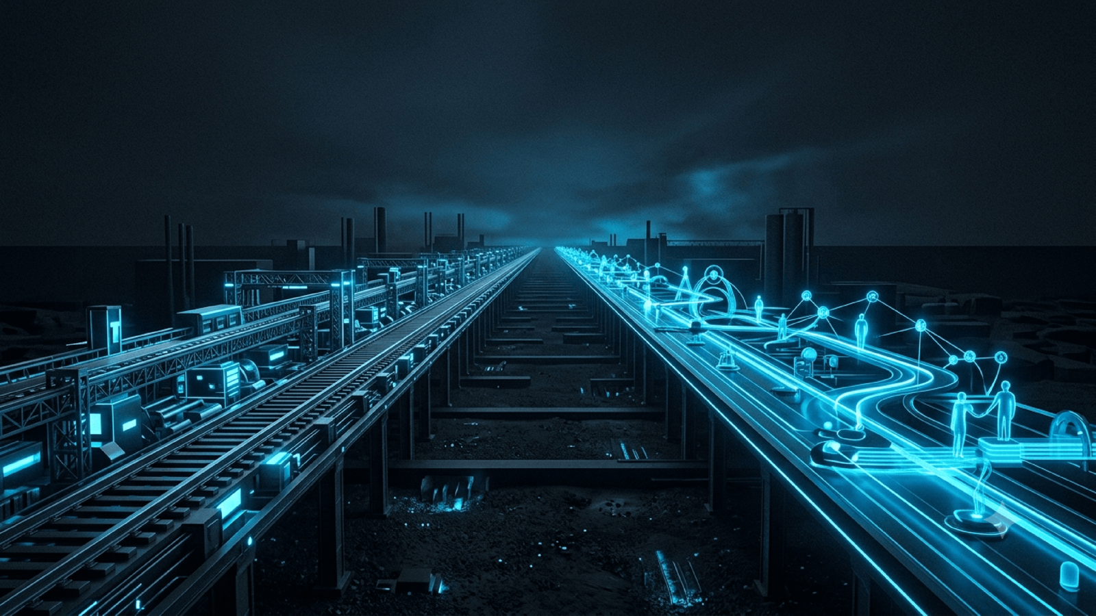 A change-management workstream running in parallel with engineering on a plan