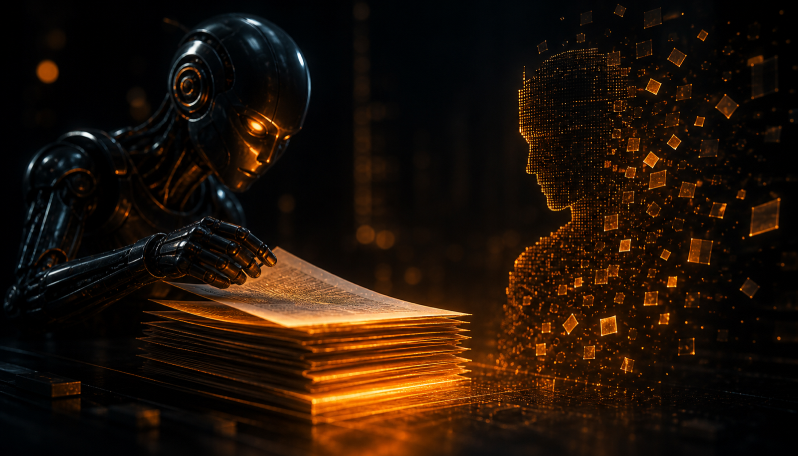 A legal agent reading privileged documents while a hidden instruction in one of them redirects confidential content