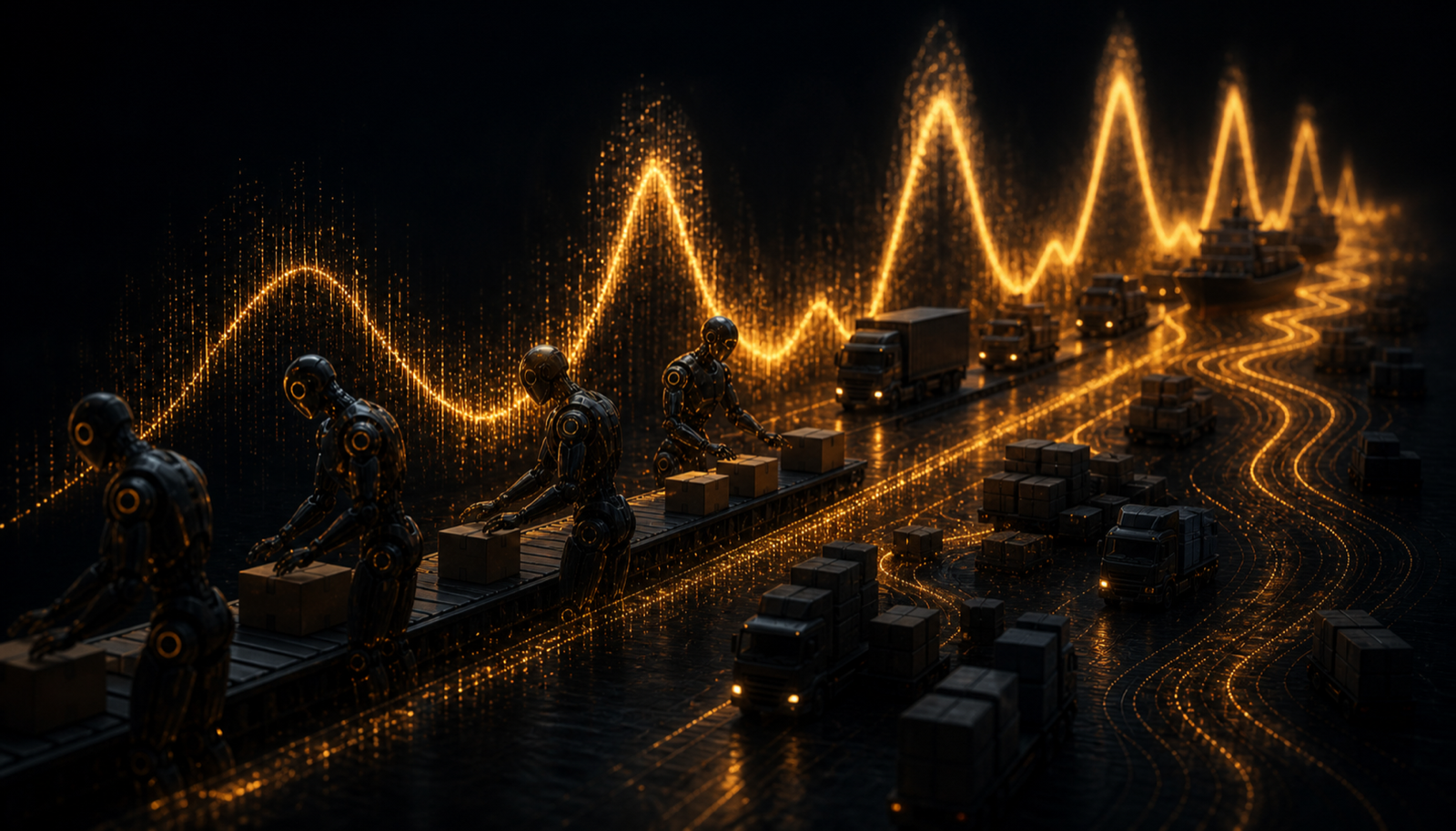 A small demand ripple at the customer end amplifying into large swings up the supply chain