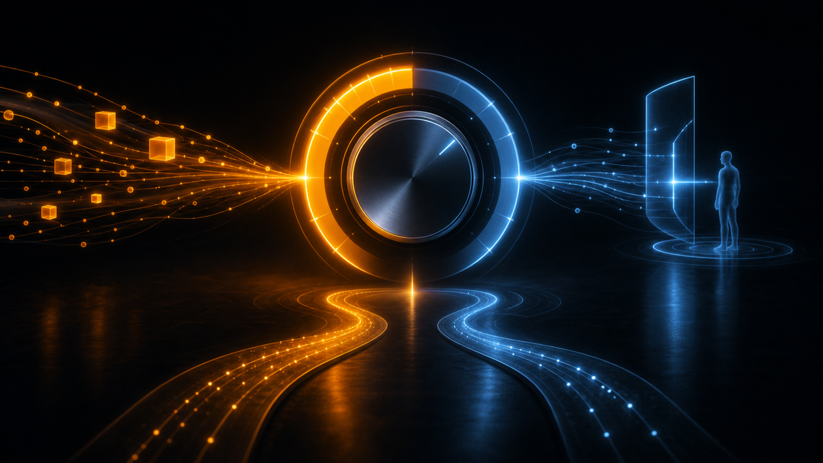 A dial balancing agent autonomy against control, tuned by consequence