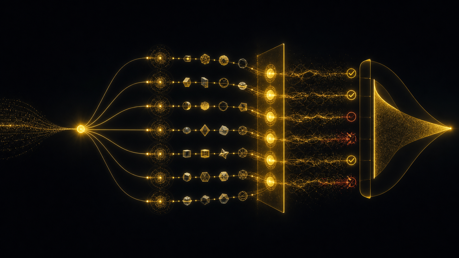 A non-deterministic agent producing varying runs that defeat fixed-assertion testing