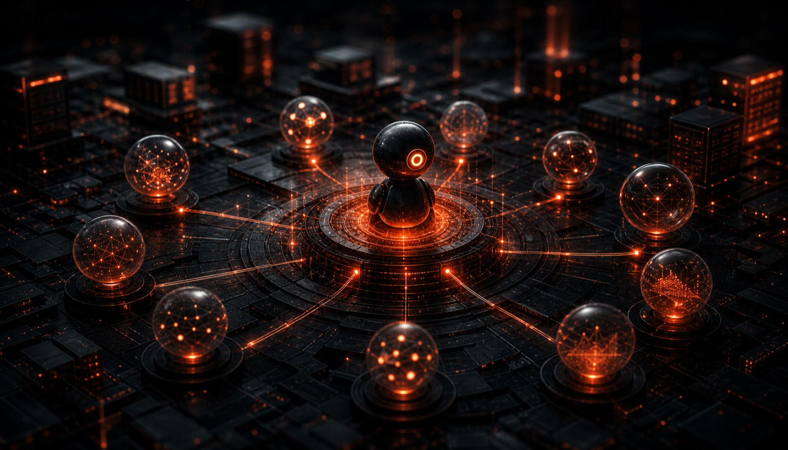 An agent at the center of a ring of observability platforms feeding traces into a single control plane