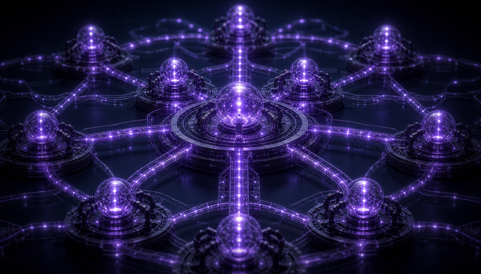 An orchestrator agent at the center delegating to specialized worker agents arranged in a fan