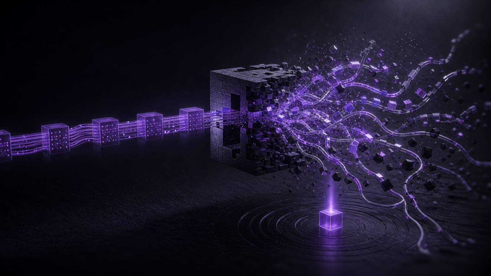 A familiar region of tasks shading into unfamiliar territory where an agent's path scatters