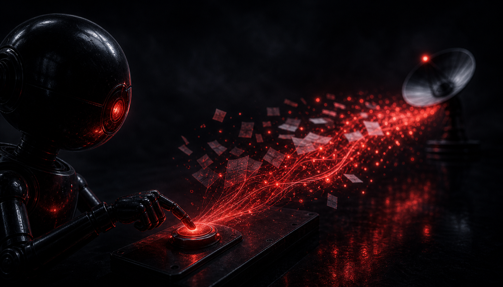 An agent with a send button while private data flows out through it to an attacker
