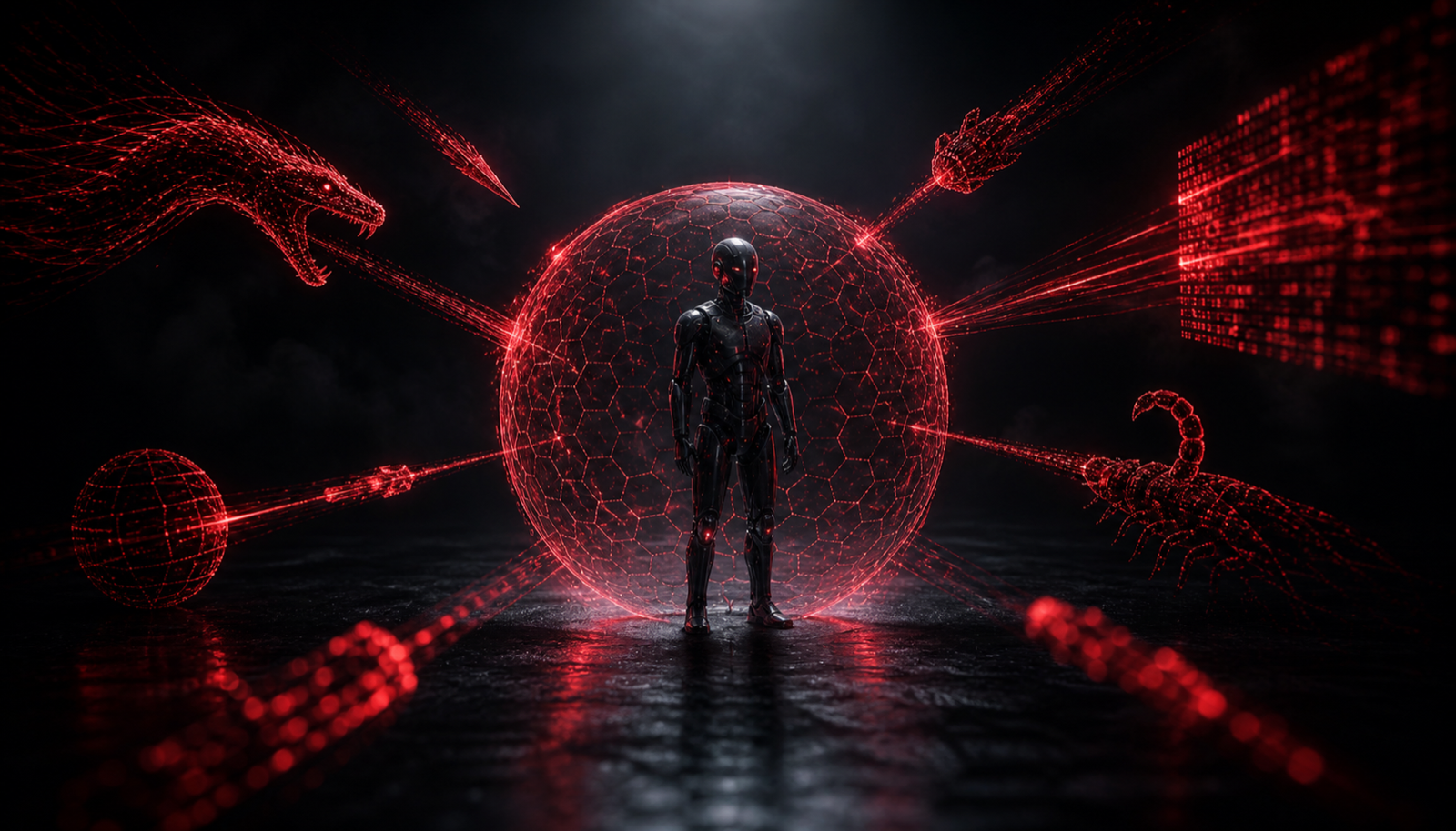 A red team continuously probing an agent while defenders patch the weaknesses it finds