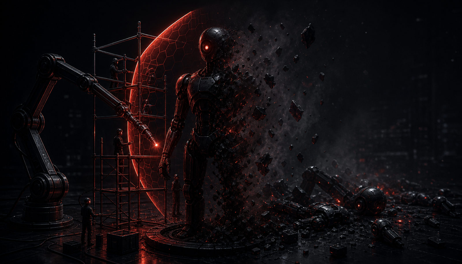 An agent under construction with security controls being welded into its frame rather than painted on afterward